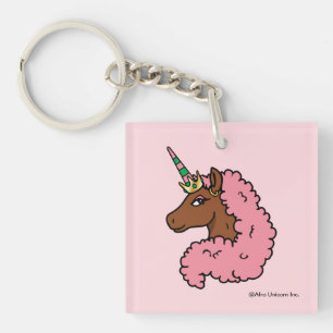 Light Pink Afro Unicorn Key Ring