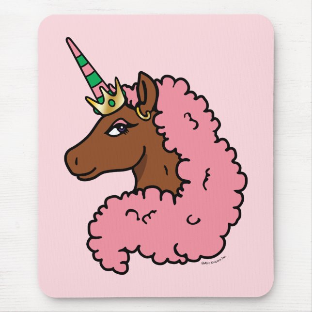 Light Pink Afro Unicorn Mouse Pad (Front)