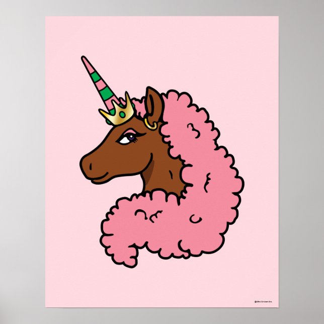 Light Pink Afro Unicorn Poster (Front)