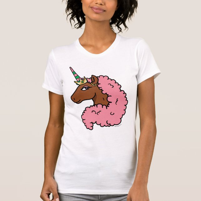 Light Pink Afro Unicorn T-Shirt (Front)