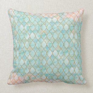 Light pink and Aqua Maroccan pattern Cushion