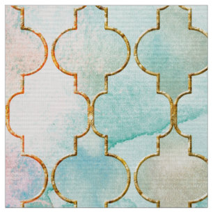 Light pink and Aqua Maroccan pattern Fabric