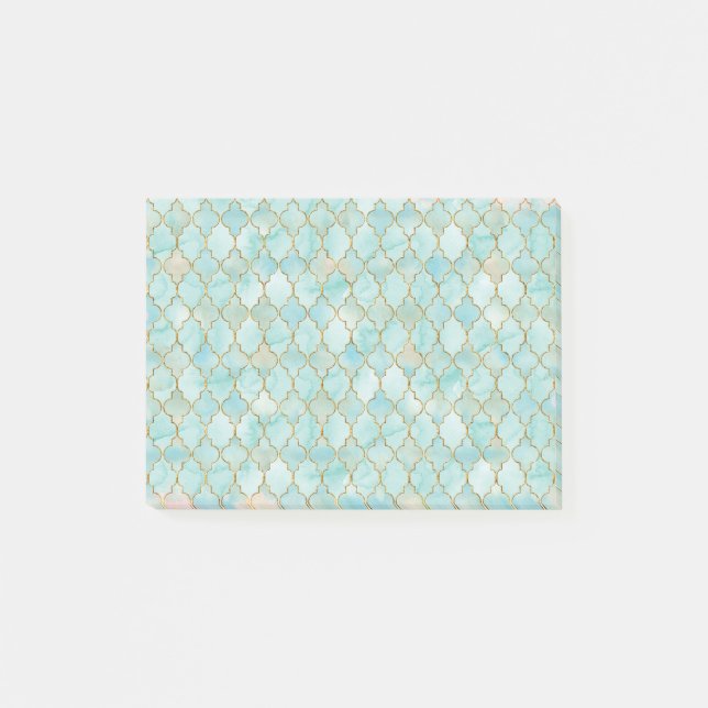 Light pink and Aqua Maroccan pattern Post-it Notes (Front)