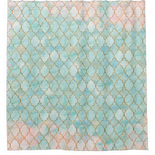 Light pink and Aqua Maroccan pattern Shower Curtain