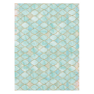 Light pink and Aqua Maroccan pattern Tablecloth