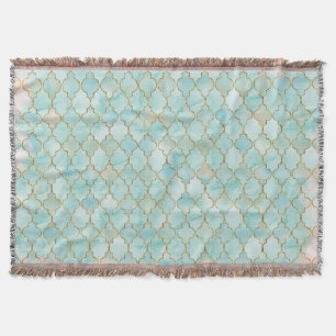 Light pink and Aqua Maroccan pattern Throw Blanket