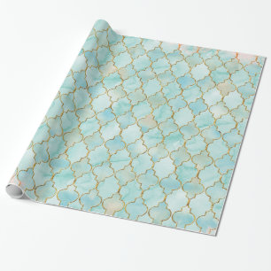 Light pink and Aqua Maroccan pattern Wrapping Paper