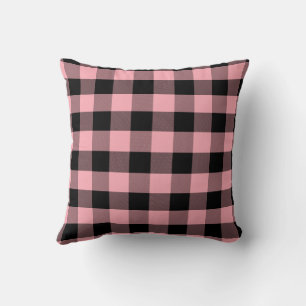 Light Pink and Black Buffalo Plaid Cushion