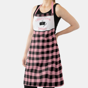 Light Pink and Black Cook Buffalo Plaid Pattern Apron
