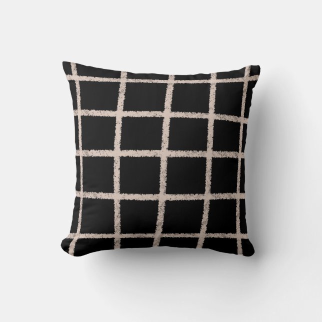 Light Pink and Black Grid Cushion (Front)