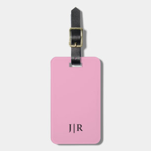 Light pink And black I Modern Monogram Luggage Tag
