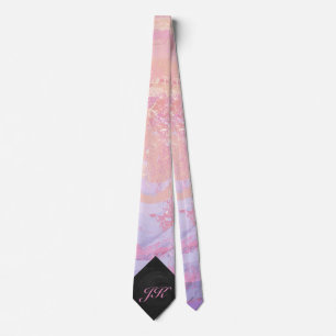 Light Pink and Black Monogram Tie