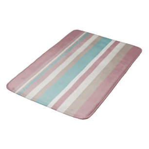 Light Pink and Blue Stripes Bath Mat