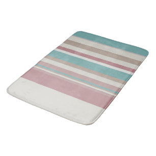 Light Pink and Blue Stripes Bath Mat