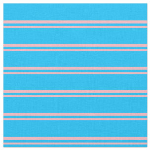 Light Pink and Deep Sky Blue Stripes Fabric