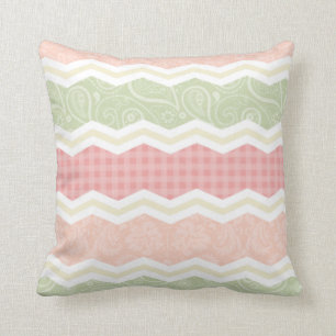 Light Pink and Green Cute Patterns Cushion