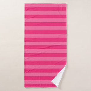 Light Pink and Hot Pink Stripes Bath Towel