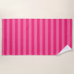 Light Pink and Hot Pink Stripes Beach Towel