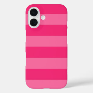 Light Pink and Hot Pink Stripes iPhone 16 Case