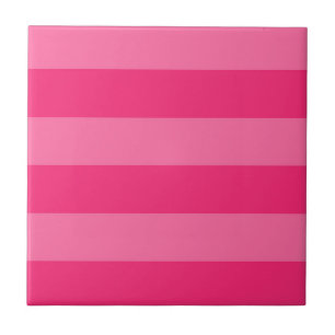 Light Pink and Hot Pink Stripes  Ceramic Tile