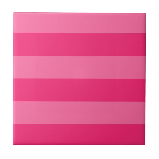 Light Pink and Hot Pink Stripes  Ceramic Tile (Front)
