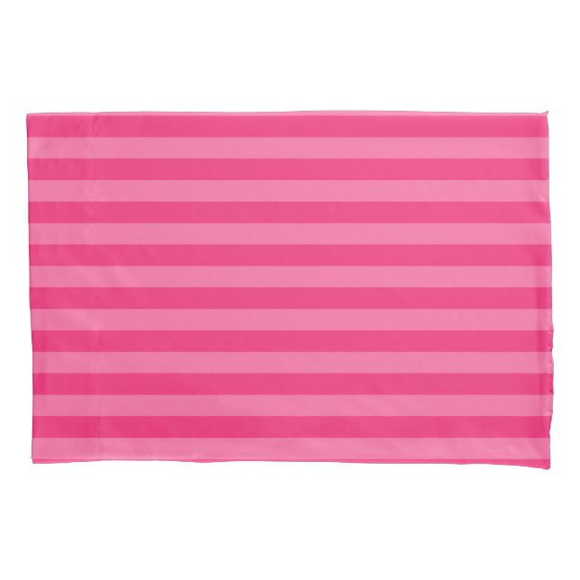 Light Pink and Hot Pink Stripes  Pillowcase (Front)