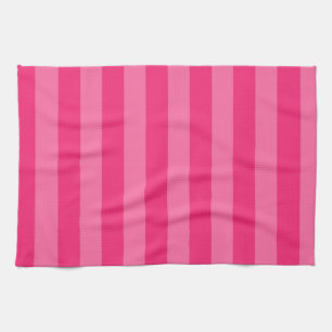 Light Pink and Hot Pink Stripes Tea Towel