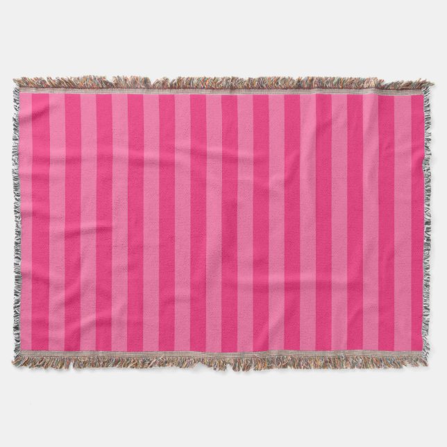 Light Pink and Hot Pink Stripes  Throw Blanket (Front)