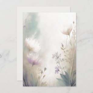 Light pink and purple floral blank wedding invitation