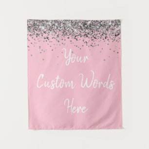 Light Pink and Silver Birthday Party Photo Booth Tapestry