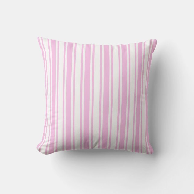 Light pink and white candy stripes cushion (Front)