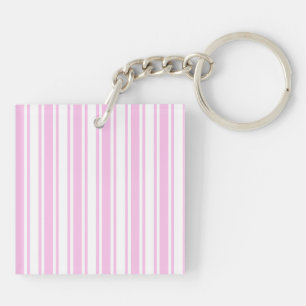 Light pink and white candy stripes key ring