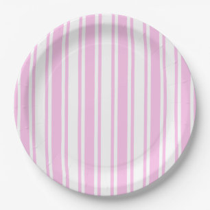 Light pink and white candy stripes paper plate