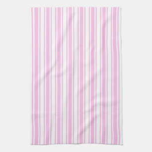 Light pink and white candy stripes tea towel