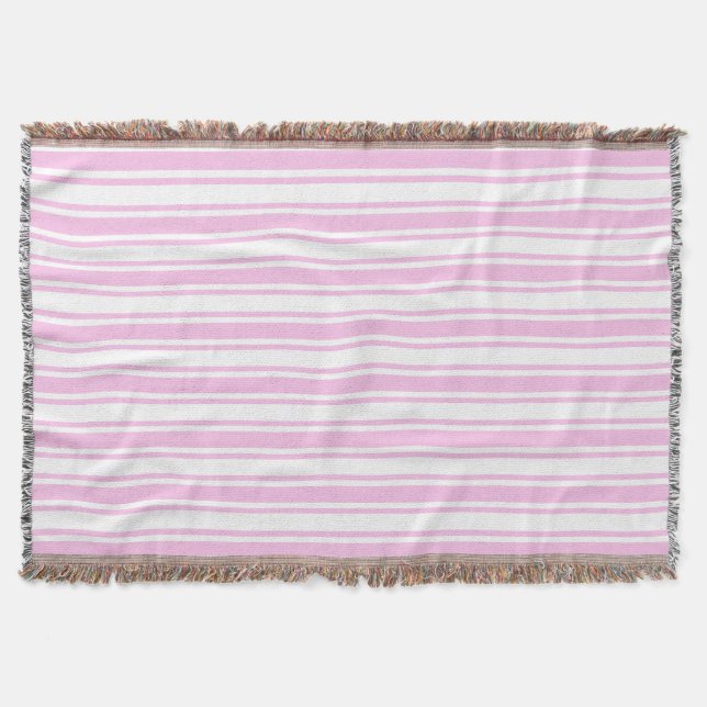 Light pink and white candy stripes throw blanket (Front)