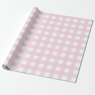 Light Pink and White Check Plaid  Large Pattern  Wrapping Paper