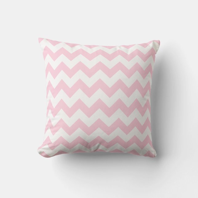 Light Pink and White Chevron Cushion (Front)