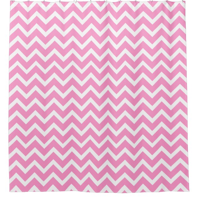 Light Pink And White Chevron Pattern Shower Curtain (Front)