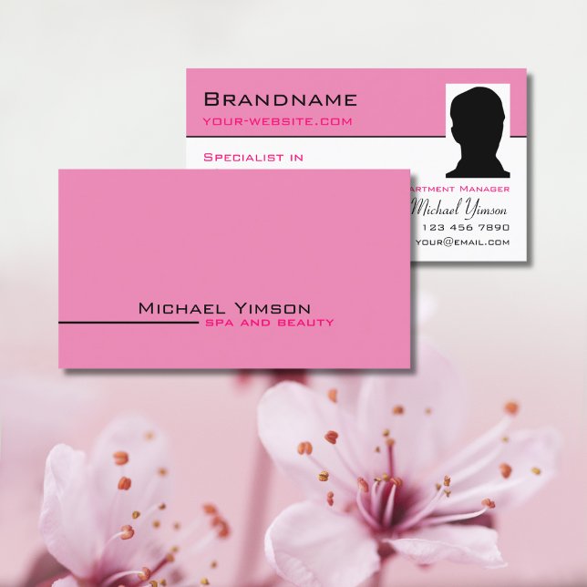 Light Pink and White Chic with Photo Professional Business Card (Creator Uploaded)
