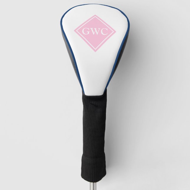 Light Pink And White Custom Monogram Golf Head Cover (Front)