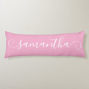Light Pink and White Cute Curl Signature Name Body Cushion