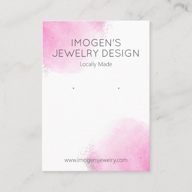 Light Pink And White Earring Display Business Card (Front)