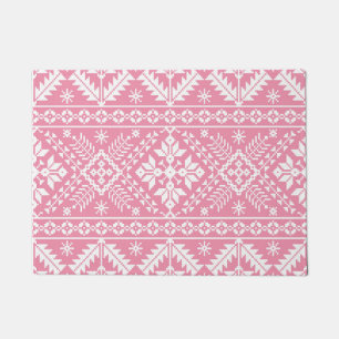 Light Pink and White Fair Isle Christmas Pattern Doormat