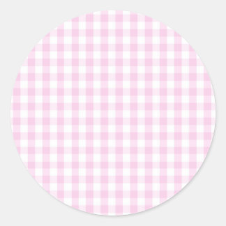 light pink and white gingham pattern preppy girly classic round sticker