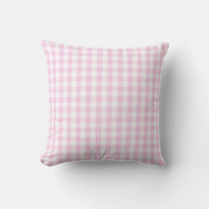 light pink and white gingham pattern preppy girly cushion
