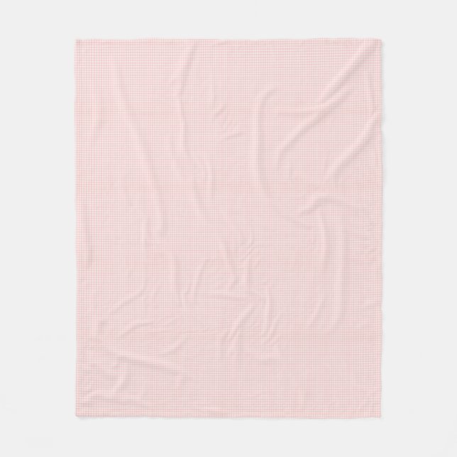 Light Pink and White Gingham Plaid Fleece Blanket (Front)