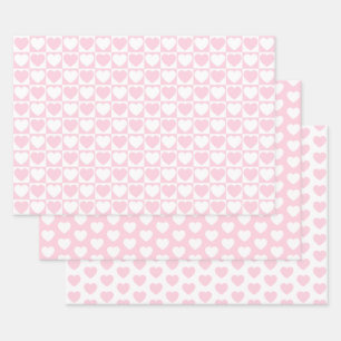 Light Pink and White Hearts Wrapping Paper Sheet