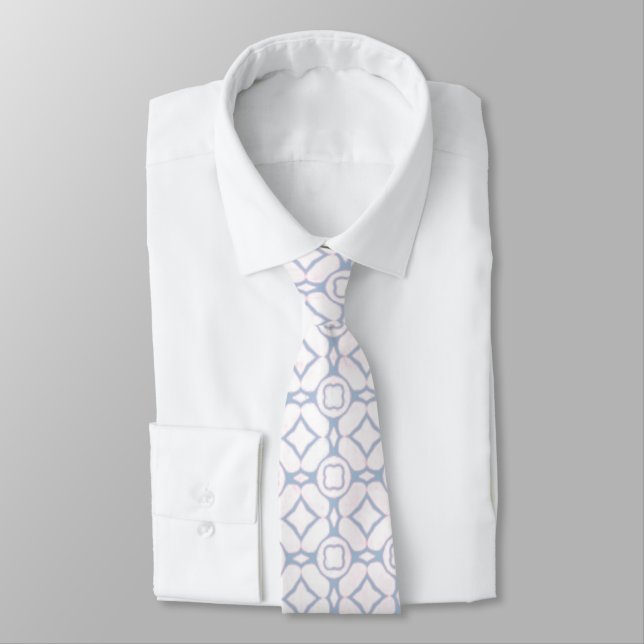 Light Pink and White Pattern Tie (Tied)