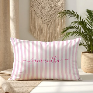Light Pink and White Pin Stripes Signature Lumbar Cushion