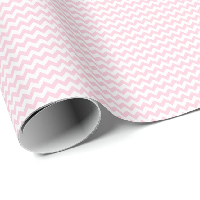 Light Pink and White Small Chevron Wrapping Paper (Roll Corner)